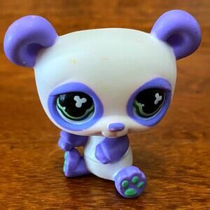 HASBRO Littlest Pet Shop Purple Panda 468 Vintage 2007 Bobble Head Figure